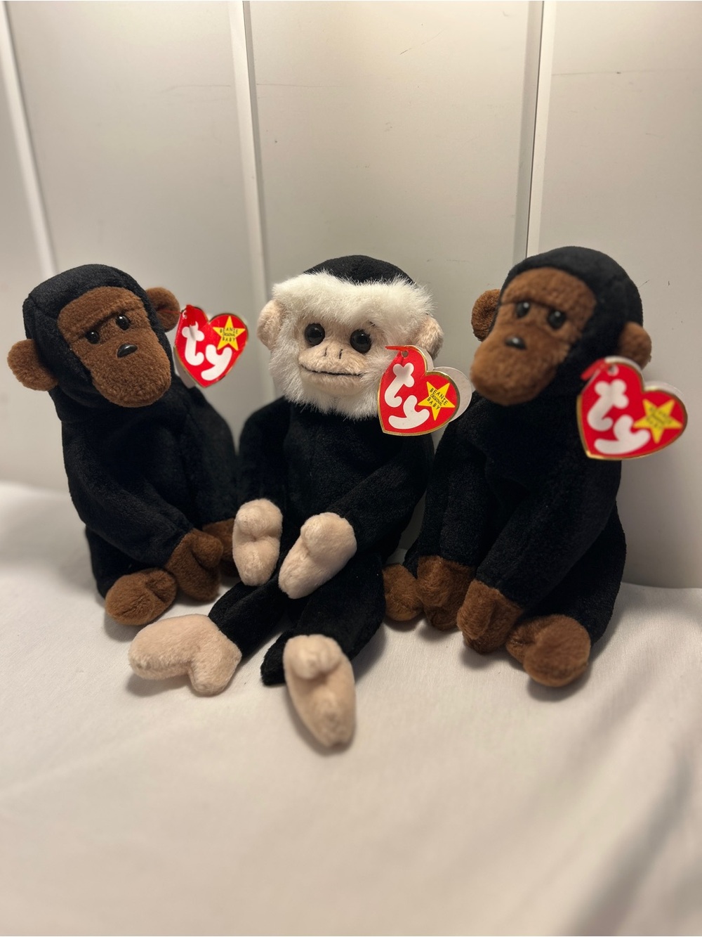 Ty Beanie Babies Monkey LOT 3 Mooch 1998 Congo Gorilla 1996 vintage 90s beanie